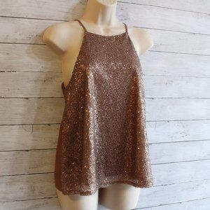 Women's Vintage Sequin Cami Top Size M Brown